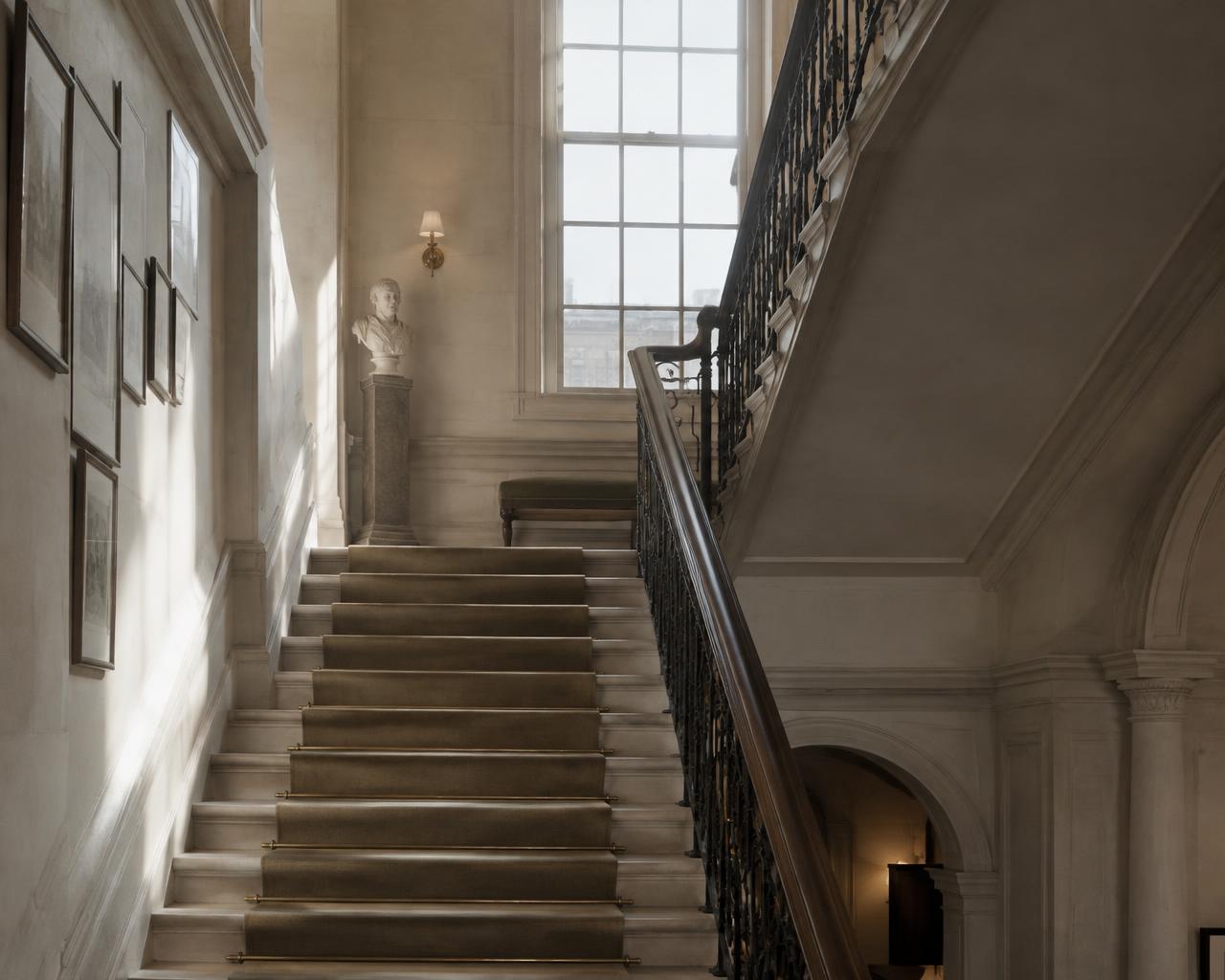Stone staircase in a Georgian townhouse